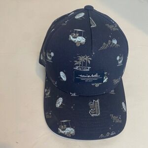 Travis Mathew Mens Hat Sand Angel Golf Cap Navy Blue Palm Tree Vacation Beach